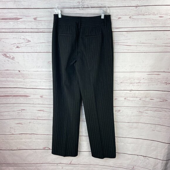 Chico's Women's Black Silver Metallic Pinstripe Trouser Work Dress Pants Size 1 - Picture 4 of 8